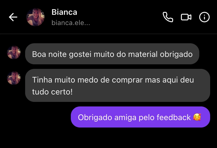 Print de conversa enviado pelo responsável pela oferta