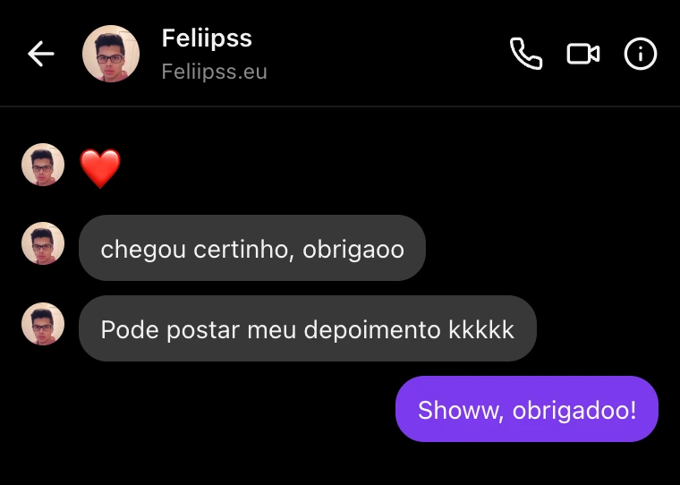 Print de conversa enviado pelo responsável pela oferta
