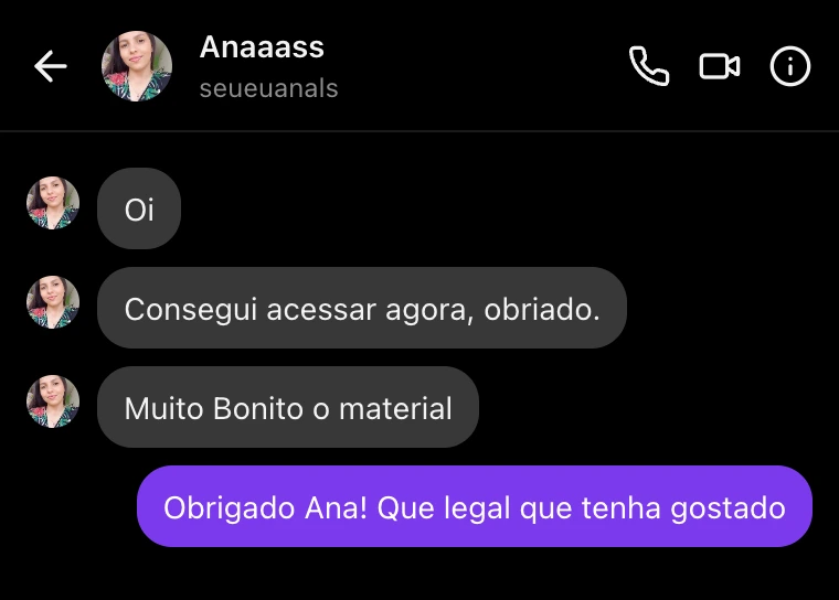 Print de conversa enviado pelo responsável pela oferta