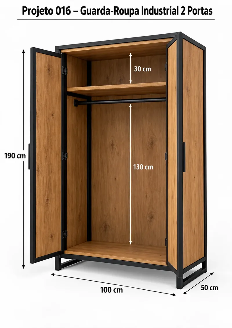 Página do projeto: Guarda-roupa com 2 portas, com medidas