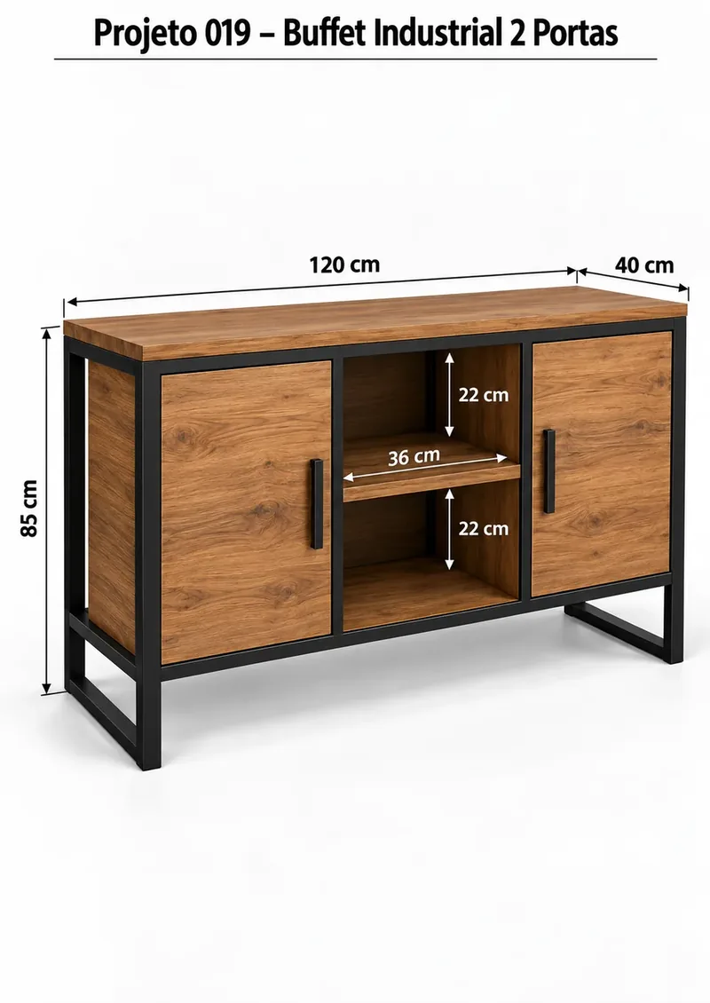 Página do projeto: Buffet com 2 portas, com medidas