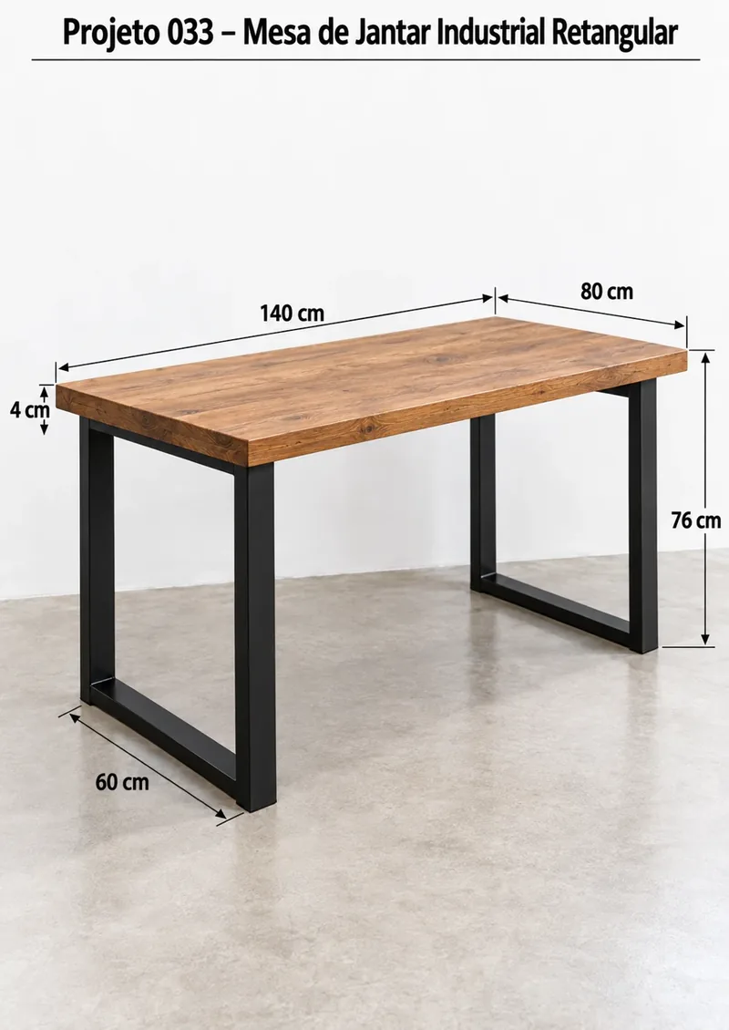 Página do projeto: Mesa de jantar, com medidas